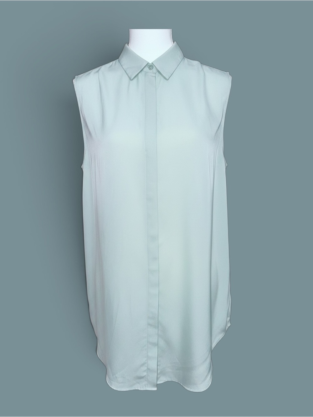 Express Sleeveless Button-Down Tunic- Sage Green